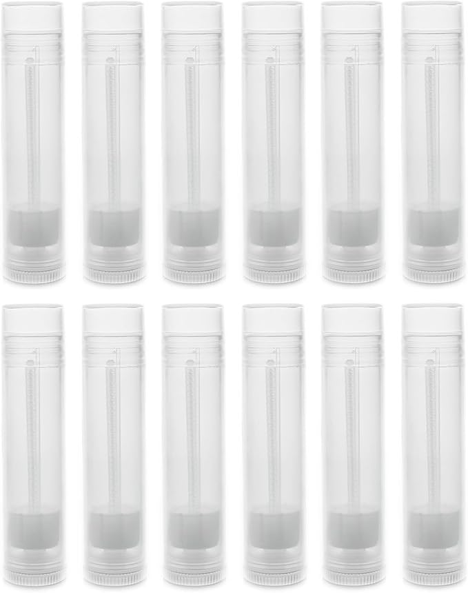 Lip Balm Empty Container Tubes 3/16 Oz (5.5ml) Pack of 12 Natural Translucent Color