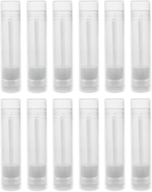 Lip Balm Empty Container Tubes 3/16 Oz (5.5ml) Pack of 12 Natural Translucent Color