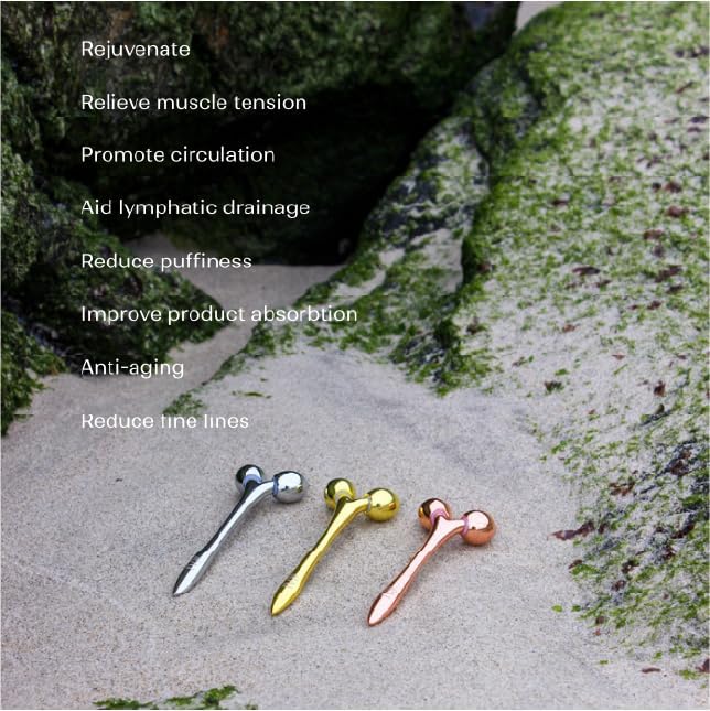 Mwein 3D Face Massage Roller – Mini Lightweight Travel-Sized Y-Shaped Stainless Steel – Jade Roller, Ice Roller, Cellulite Roller – Face Sculpting Tool (Silver)