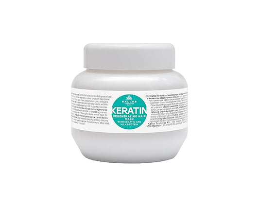 Kallos KJMN Keratin Regenerating Hair Mask with keratin and milk protein for dry, damaged and chemically treated hair 275 ml - 9,3 Fl Oz