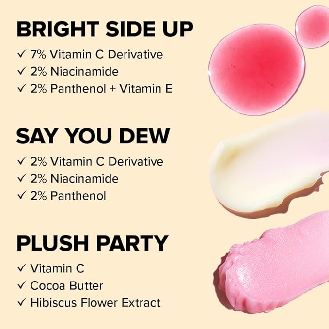 I DEW CARE Skin Care Set - Vitamin To Glow Pack | Niacinamide, Glass Skin Smoother, Vegan, Cruelty Free, Travel Size, Moisturizing Balm, For Dry Lips, Nourish and Hydrate, Illuminating