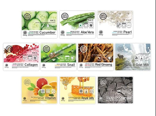 TNB Dewy Korean Essence Face Mask, Moisturizing Mask Sheet Pack, Korean Skin Care For All Skin Types (10 Combo)