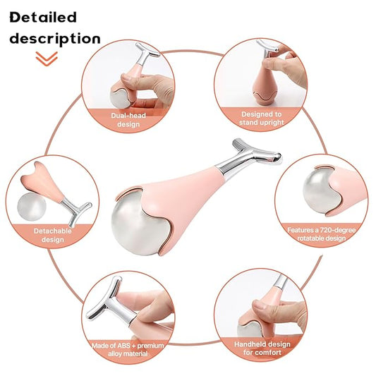 New! Premium Ice Roller for Women, Face and Eye. Ice Globes for Wrinkles and Lifting, Metal Face Roller, Face Icer, Frozen Face Roller, Eye Cream Applicator Tool (Pink, Set of 1)