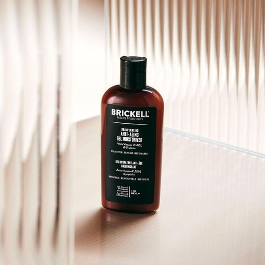 Brickell Men's Rejuvenating Anti-Aging Gel Moisturizer For Men, Natural and Organic, Fast Absorbing Moisturizer Reduces Fine Lines and Wrinkles (Scented, 4 oz)