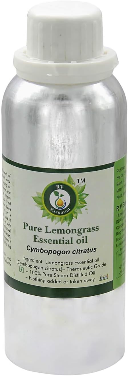 Lemongrass Essential Oil | Cymbopogon Citratus | Lemongrass Oil | for Hair | for Body | for Massage | 100% Pure Natural | Steam Distilled | Therapeutic Grade | 300ml | 10oz by R V Essential