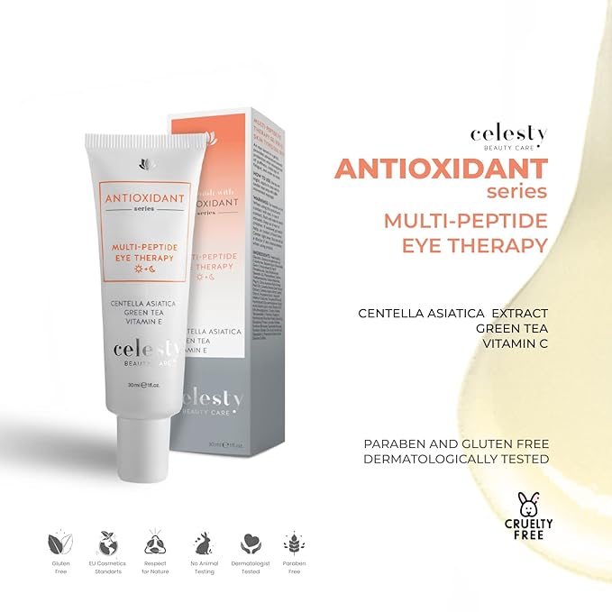 Anti-Aging Multi Peptide Eye Serum for Dark Circles, Under eye Bags and Wrinkles Dermatologist Reviewed Centella Asiatica Extract,1 Fl Oz