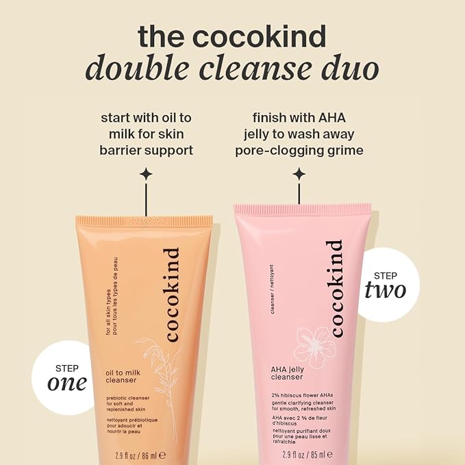 Cocokind Oil to Milk Face Wash, Oil Based Cleanser and Oil Makeup Remover - Cleansing Oil, Cleansing Milk and Cream Cleanser for Face