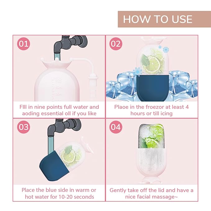 Ice Roller for Face and Eye - Silicone Ice Mold for Face - Cold Facial Massage Roller Skin Care Tools for Eye Puffiness Relief, Brighten Lubricate Shrink Pores, Remove Fine Lines (Dark blue)