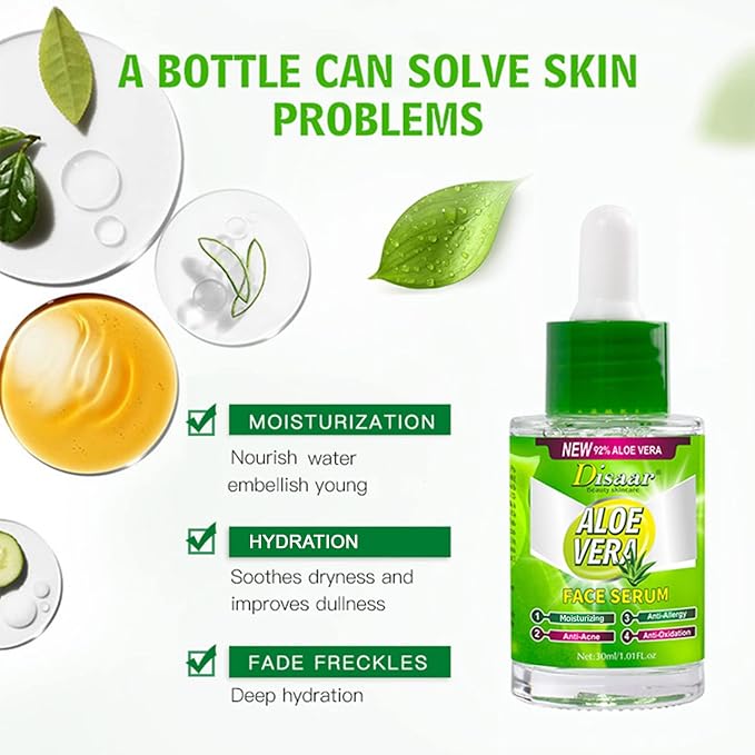 Aloe Vera Essence Face Serum Soothing Anti-Acne Anti-Allergy Anti-Oxidation Minimize Pores 30ml/1.01fl.oz