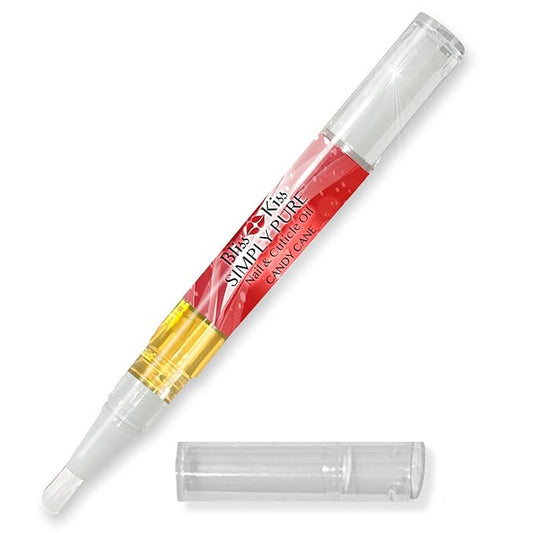 Bliss Kiss | 1 Candy Cane Fragrance | Nail Oil Cuticle Pen w/Vitamin E & Jojoba⏤Nail Strengthener Nail Growth Serum for Brittle Peeling Breaking Thin Nails