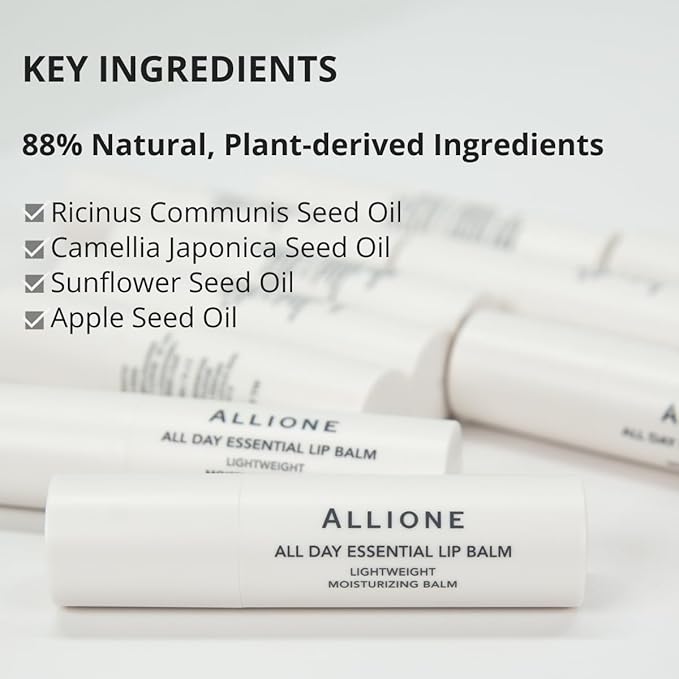 All Day Essential Lip Balm 01 Pure | Natural Gloss Finish, Moisturizing Lip Care, Deep Nourishing Plant-Based Chapstick, Hydrating Lip Butter for Dry Cracked Chapped Lips, Non-Color