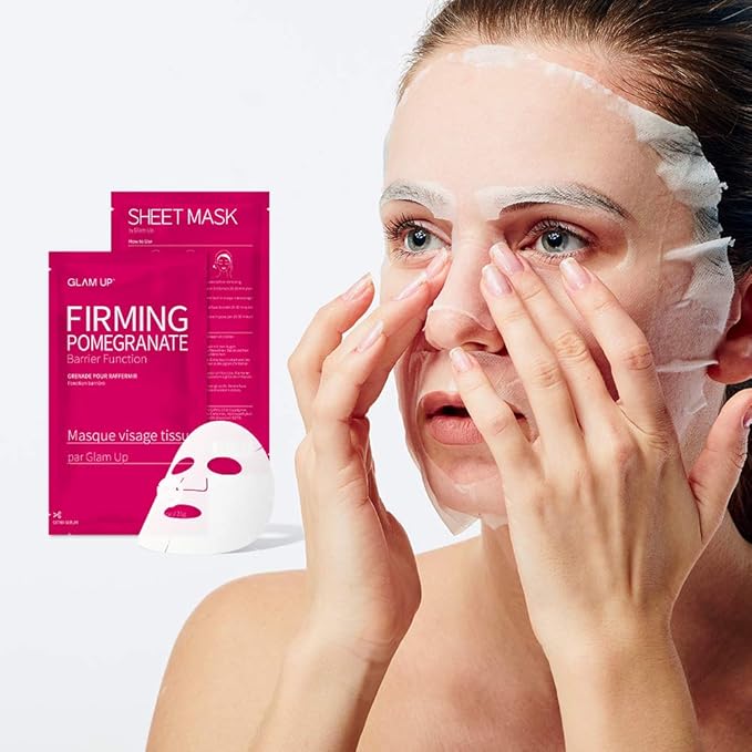 GLAM UP Sheet Mask Firming Pomegranate (10 sheets) - Strengthen Skin Barrier