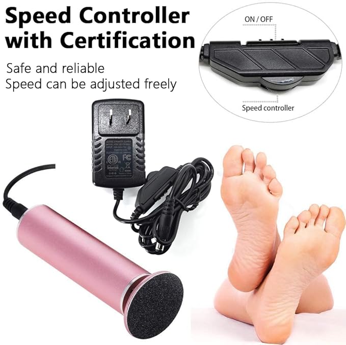 Electric Foot File Callus Remover for Feet, Adjustable Speed Foot Sander Grinder Professional Pedicure Tools for Dead Skin Heel Calluses with Replaceable Sandpaper Discs (Upgraded FCR-1 Pink)