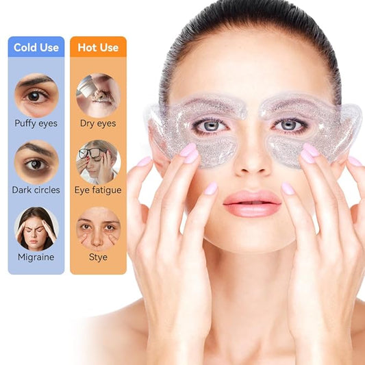 Reusable Eye Gel Cooling Pads and Silicone Eye Patches 6 Pairs, Eye Wrinkle Patches Reusable Under Eye Mask Plump Fine Lines, Hot Cold Treatment for Redness, Tin Case(Grey)