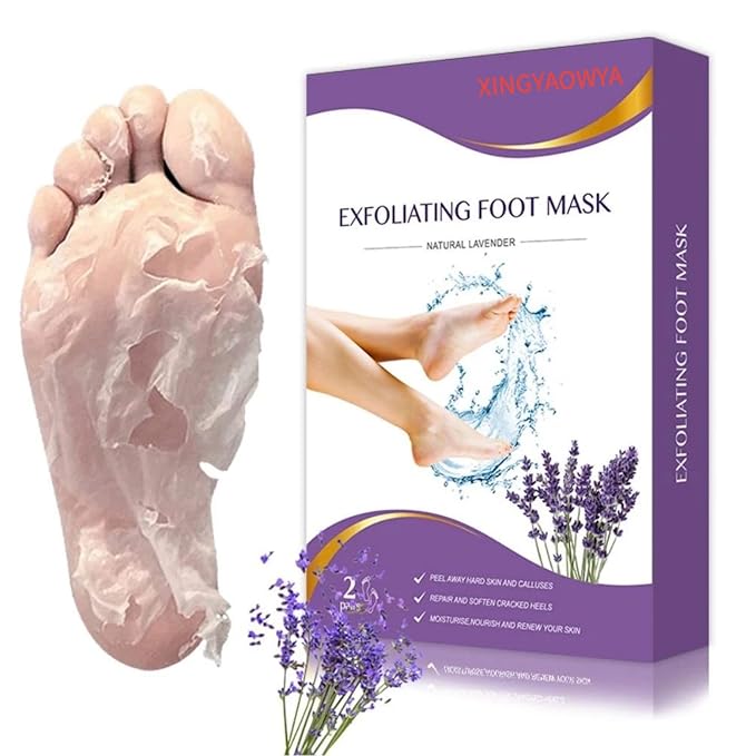 Exfoliating Foot Peel Mask for Dry, Cracked Heels - Moisturizing Foot Mask for Dead Skin & Callus Removal, Lavender Scent, 2 Pack - Foot Spa Treatment for Men & Women
