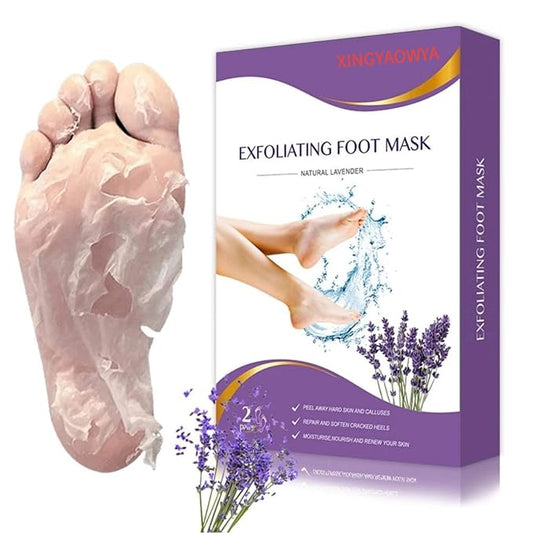 Exfoliating Foot Peel Mask for Dry, Cracked Heels - Moisturizing Foot Mask for Dead Skin & Callus Removal, Lavender Scent, 2 Pack - Foot Spa Treatment for Men & Women