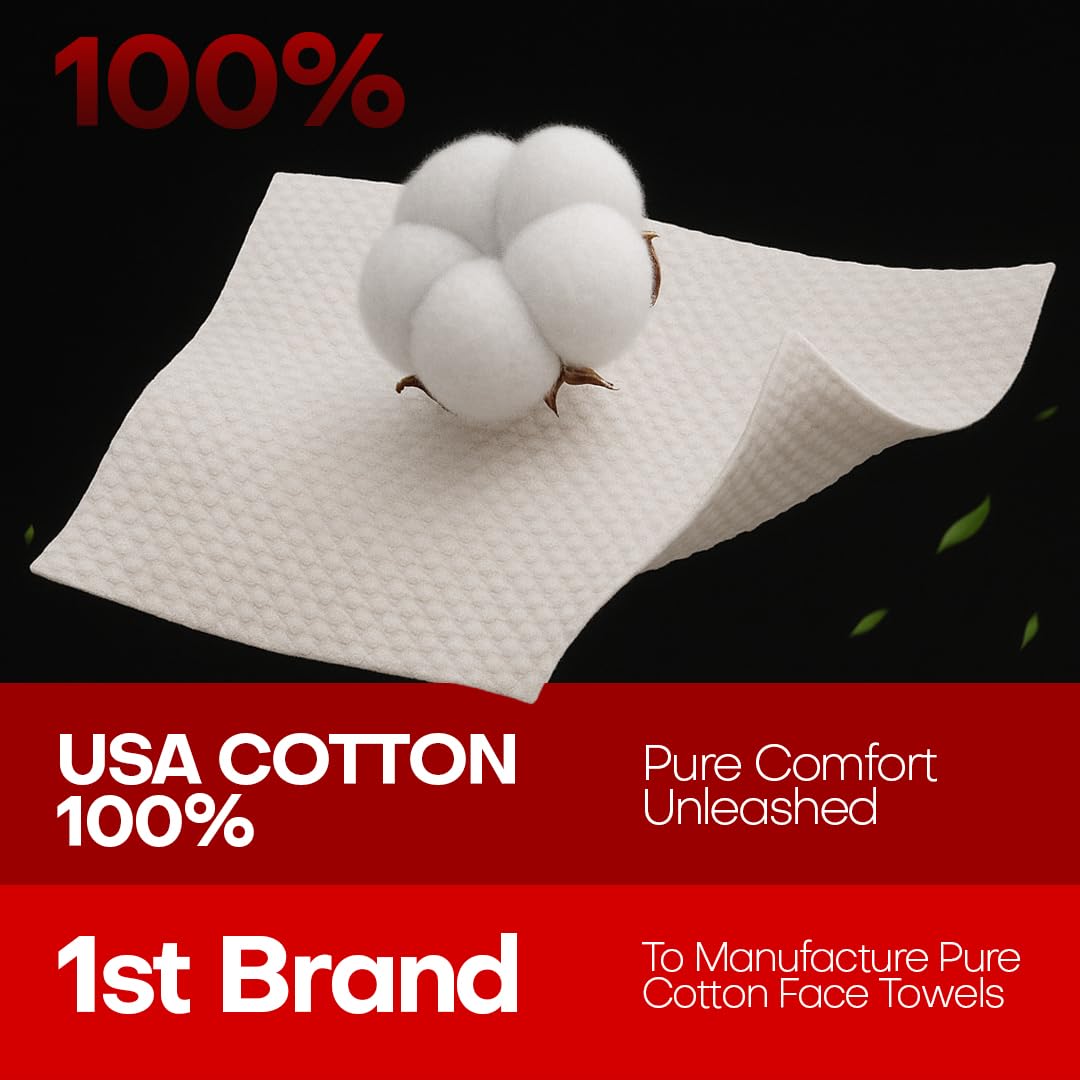 Face Towels | XL 8x8 Ultra Soft & Extra Thick Facial Wipes | Disposable Face Towelettes for Sensitive Skin | Dry Face Cloths for Makeup Remover, Travel & Skincare | 60 count