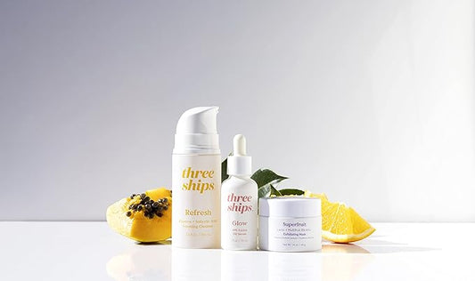 Three Ships In The Clear 3-Step Kit for Blemish-Prone Skin – As Seen on Dragons’ Den – Skin Care Kit with Salicylic Acid Cleanser, Exfoliating Face Mask and Jojoba Oil Facial Serum, 3 Piece Set
