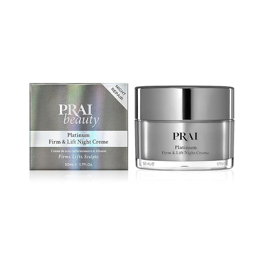 PRAI Beauty Platinum Firm & Lift Night Creme, Anti-Aging and Hydrating Night Face Moisturizer for Women, Hydrating and Revitalizing Night Cream, Overnight Face Lotion, 1.7 Oz