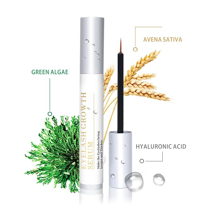 Eyelash Growth Serum for Lash Enhancing: Natural Booster for Longer & Stronger Lashes — Gentle on Sensitive Eyes (All Skin Types) — Day & Night Use with Applicator Brush