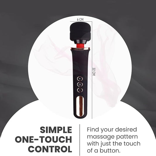 Cordless Relaxation Massager - 10 Powerful Speeds and 20 Patterns - Magic Stress Away for Muscle Aches and Sports Recovery-Rechargeable - Gift for Women her-Black