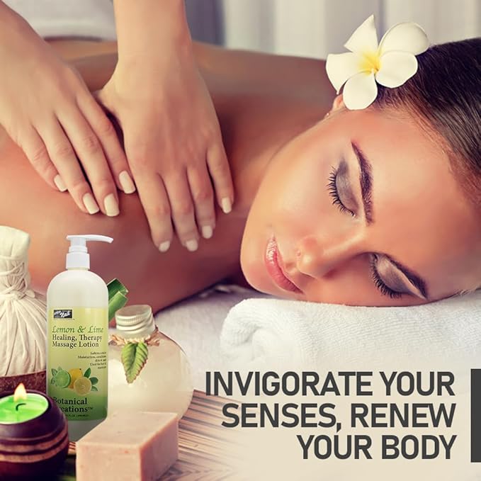 PRO NAIL - Healing Therapy Massage Lotion - Professional Pedicure, Body and Hot Oil Manicure, Infused with Natural Oils, Vitamins, Panthenol and Amino Acids (Lemon and Lime, 32 Oz)