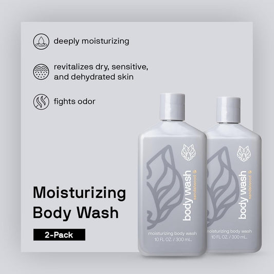 Black Wolf 2-Pack Moisturizing Body Wash Bundle - Mens Hydrating Bodywash for Dry, Dehydrated, & Sensitive Skin - Hyaluronic Acid, Aloe Vera, & Jojoba Oil Body Cleanser Help Remove Oil & Dirt