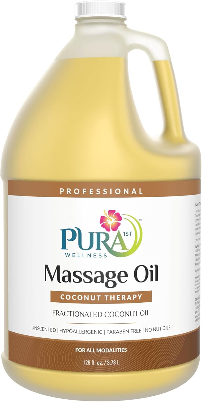 Coconut Therapy Massage Oil, Coconut Massage, Physical Therapy Coconut Oil, Professional Deep Tissue Therapy, Pura Wellness Massage OIl, Unscented Oil for Physical Therapy and Recovery, 128oz