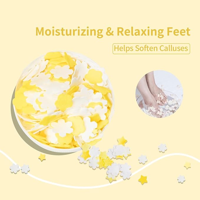Foot Soak Flower Soap Sheets Pedicure Foot Soaks for Softens Calluses Moisturizing Relaxing Feet Pedi Party, Birthdays, Sleepovers Use (Lemon)