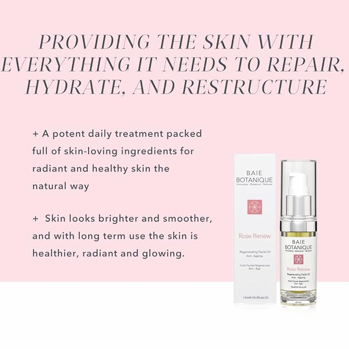 Baie Botanique Anti-Aging Facial Oil 15ml - Rose Absolute, Camelia, Borage, Evening Primrose, Abyssinian & Amla Oil - 100% Natural, 90% Organic