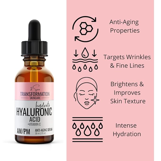 Vitamin C Serum, Hyaluronic Acid Serum for Face, Anti Aging, Menopause Support, Skin Care Products, Smooth & Tightening Skincare, Dark Spot Remover_2 See Transformation Skincare, 1 oz