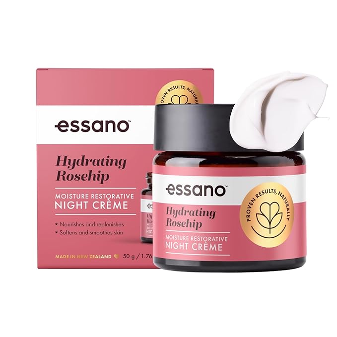 Essano Rosehip Oil Retinol Night Cream, Skin Care Face Moisturizer with Hyaluronic Acid, Natural Face Cream to Support Appearance of Fine Lines & Wrinkles & Long Lasting Moisture, Cruelty Free, 50g