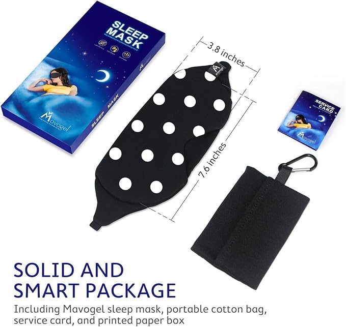 Mavogel Cotton Sleep Mask - Sleep Eye Mask for Men Women, Super Soft and Comfortable Eye Covers, Light Blocking Night Eyemask for Sleeping Yoga Nap Meditation, Includes Travel Pouch (Dot Style)