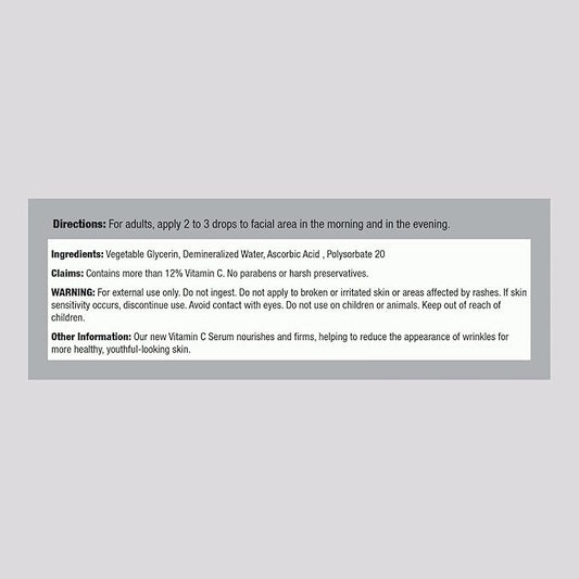 Piping Rock Vitamin C Face Serum | 2 fl oz | Firming and Toning for Skin | Paraben and SLS Free