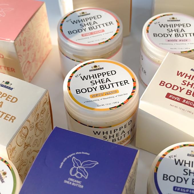 AKWAABA New Whipped Shea Body Butter (Fragrance-Free) - Moisturizes, Glows & Softens Skin | Natural Raw Shea Butter | For Dry Skin | 12 oz / 340 g