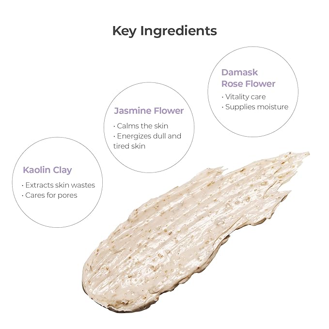 [K-Beauty] RE:P Fresh Vitality Herb Mask | Vegan Revitalizing Clay Mask Gentle Wash Off Exfoliating Face Mask w/Real Rose & Jasmine Flower 4.58 fl oz