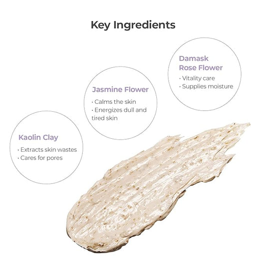 [K-Beauty] RE:P Fresh Vitality Herb Mask | Vegan Revitalizing Clay Mask Gentle Wash Off Exfoliating Face Mask w/Real Rose & Jasmine Flower 4.58 fl oz