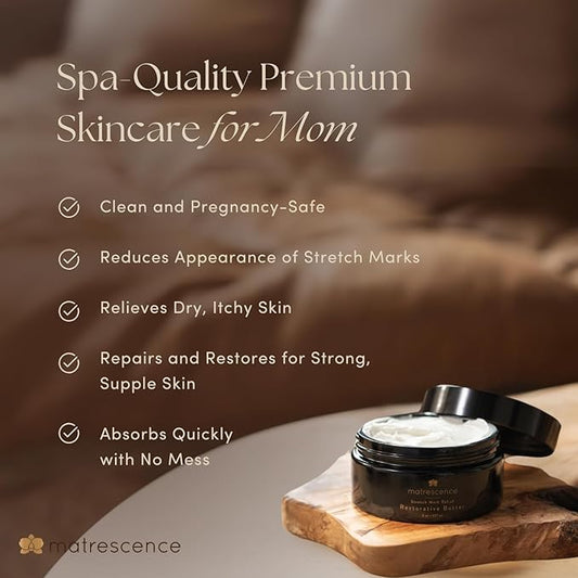 Stretch Mark Relief Restorative Belly Butter (8oz/118ml) | Spa-Quality Maternity Skincare | Clean, Organic, Pregnancy-Safe | Non-Greasy Deeply Nourishing & Moisturizing Skin Treatment