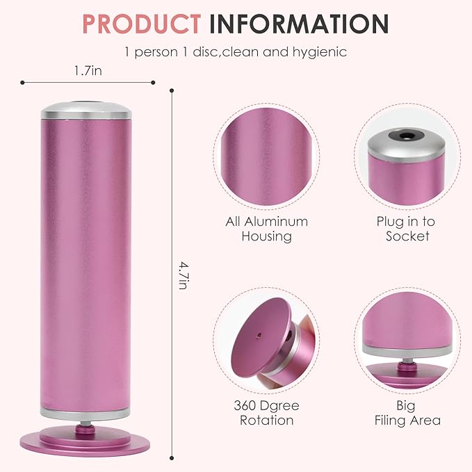 Electric Foot Callus Remover, Adjustable Speed with 60 Discs Callus Remover for Feet, Dead Skin Cracked Heels, Professional Electric Foot File for All (Pink)