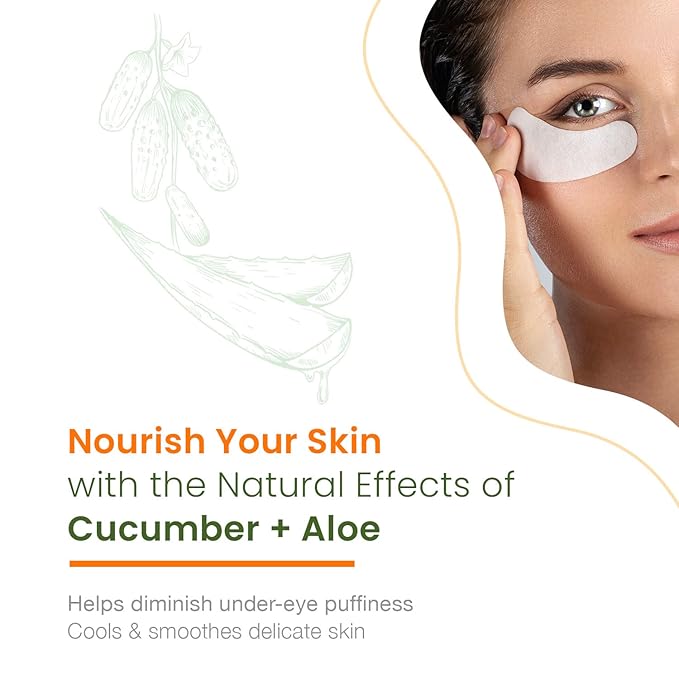 Cucumber & Aloe Under Eye Patches - Soothing, Anti-Aging, Cooling, Hydrating, Dermatologist Tested, Cruelty Free Korean Skin Care For All Skin Types - 25 Pairs (5 Pack)