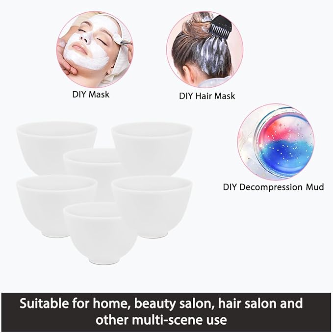 6 Piece Silicone Mixing Bowl Set, 3.93-Inch Microwaveable Silicone Bowls, Facial Bowls for Aestheticians, for Facial Masks, Mud Masks and Other Skin Care Products