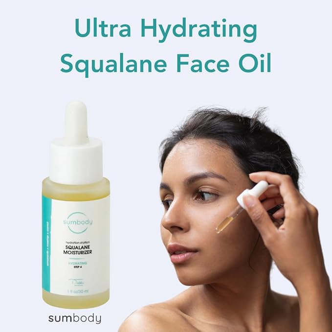 Hydrating Squalane Oil for Face Hydration Station Squalane Moisturizer - (30ml) Anti Aging Serum for Face Care, Face Serum for Women & Men, Vitamin C & Vitamin E Oil for Skin Care, Made in USA