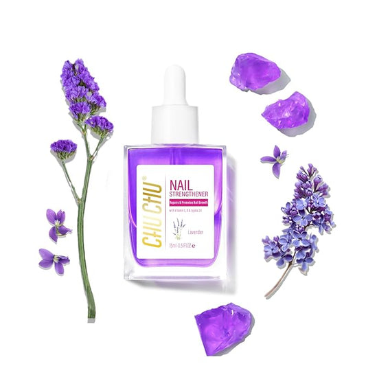 CHUCHU Nail Strengthener - Lavender Scent Nail Repair Growth Moisturizing Treatment - Natural Jojoba Vitamin B & E Cuticle Oil for Dry Cracked Nails