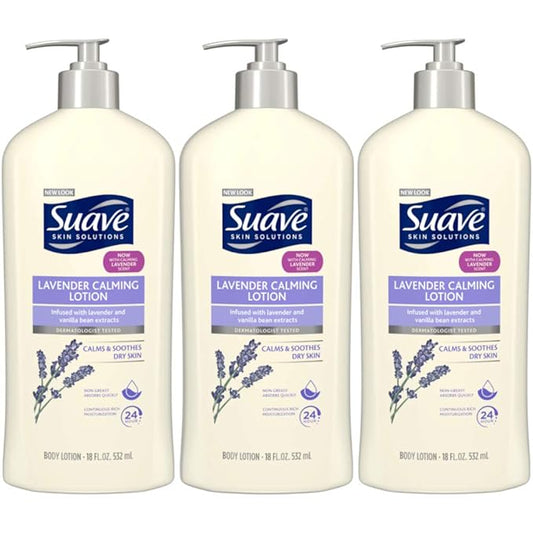 Suave Skin Lotion 18 Ounce Pump Lavender Vanilla 18 Ounce Pump (532ml) (3 Pack)