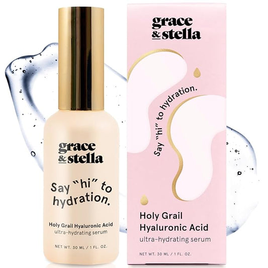 grace & stella Award Winning Hyaluronic Acid Serum (30 ml/1 fl oz) Hyaluronic Acid Serum for Face - Acido Hialuronico Face Serum for Women - Hydrating Serum Remove Fine Lines, Wrinkles - Anti Aging