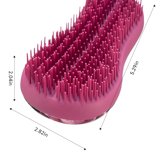 Hand Grip Brush, Gentle Detangling, Detangler Hair Brush for All Hair Types. For use on Wet or Dry Hair (Fuchsia Pink Floral)