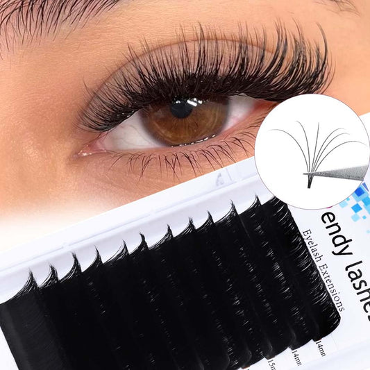 Easy Fan Volume for Lash Artists: Wendy, Handmade Fans for Eyelash Extensions, Self Fanning, Blooming, C-KH, Black, CC-0.05-14-20