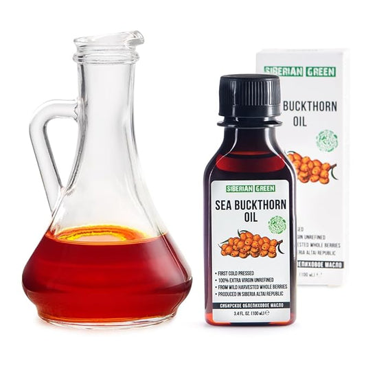 Siberian Sea Buckthorn Oil | 100% Natural Extra Virgin Cold Pressed 100 ml / 3.4 fl oz | Unrefined Raw Vegan | Exclusive Healthy Diet Food Grade