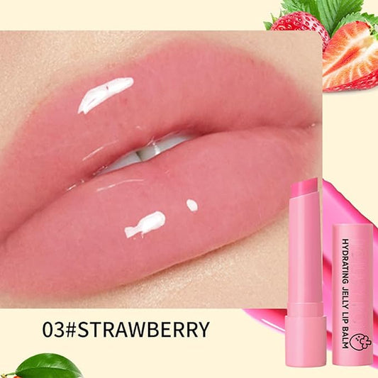 Hydrating Jelly Balm, Tinted Moisturizing Lip Balm For Dry Lips, Instantly Hydrate Lips Conditioning & Nourishing Lip Care Lip Moisturizer Fruit Lip Oil Lip Shine Jelly Lipstick(Strawberry)