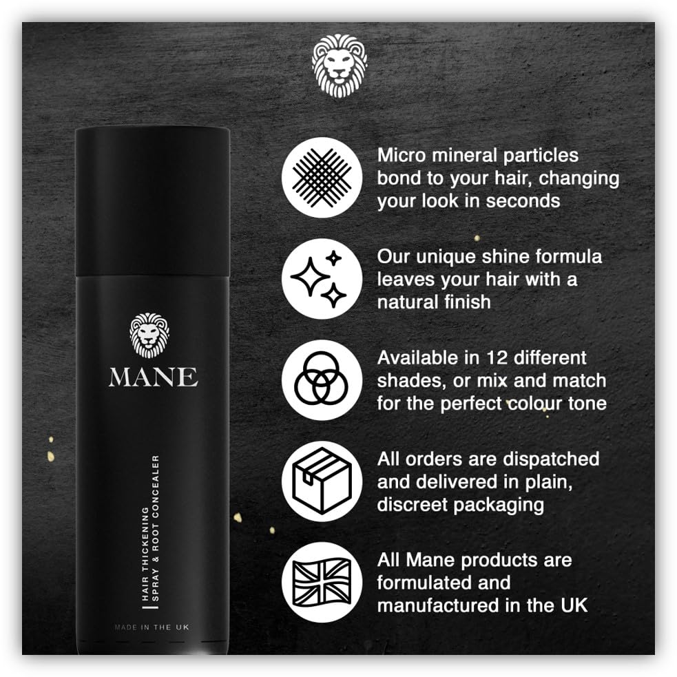 Hair Thickening Fiber Spray by Mane (200 ml, Medium Brown)